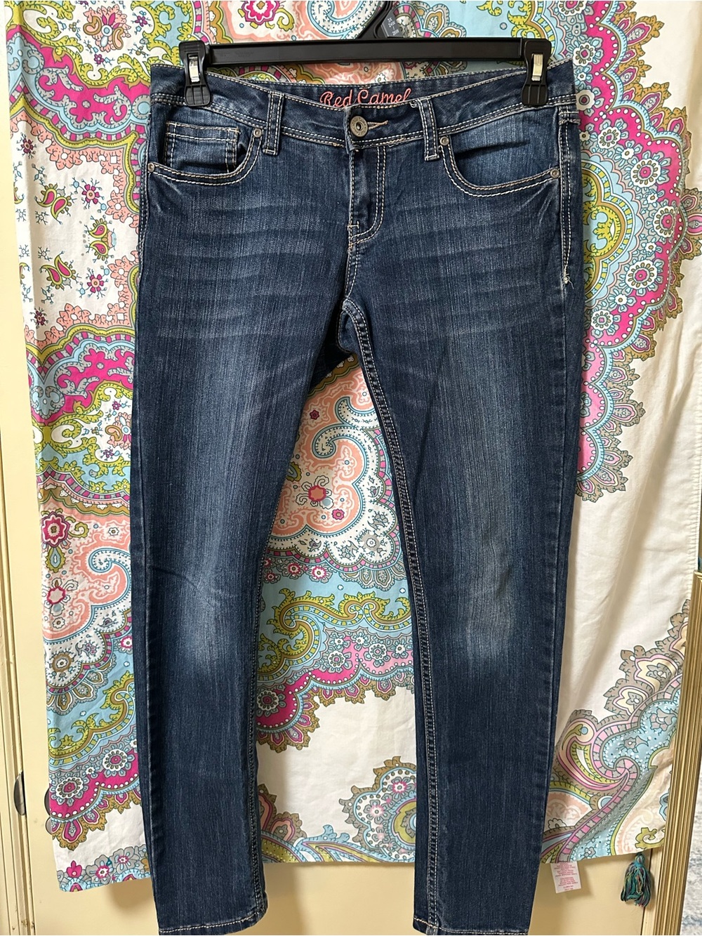 Red Camel Women's Dark Wash Skinny Jeans - Blue